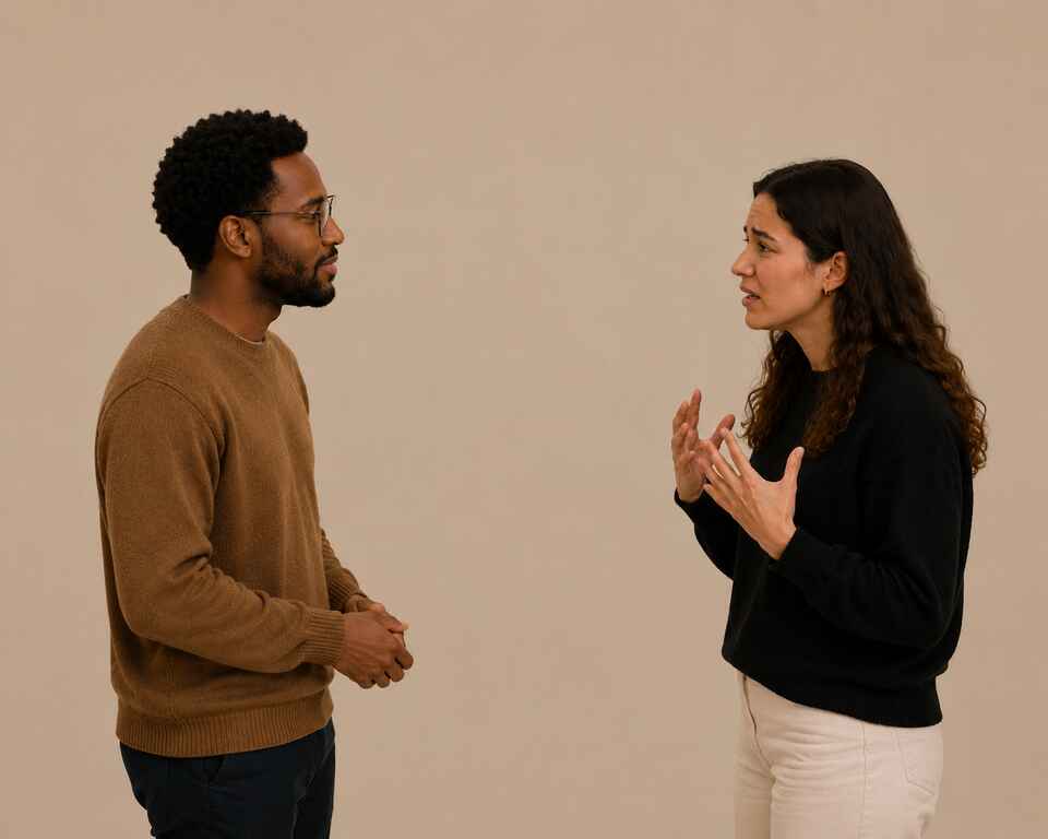 Standing Counsellor on the left, client on the right