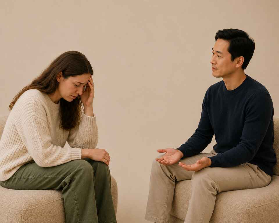 Sitting Client on the left, counsellor on the right
